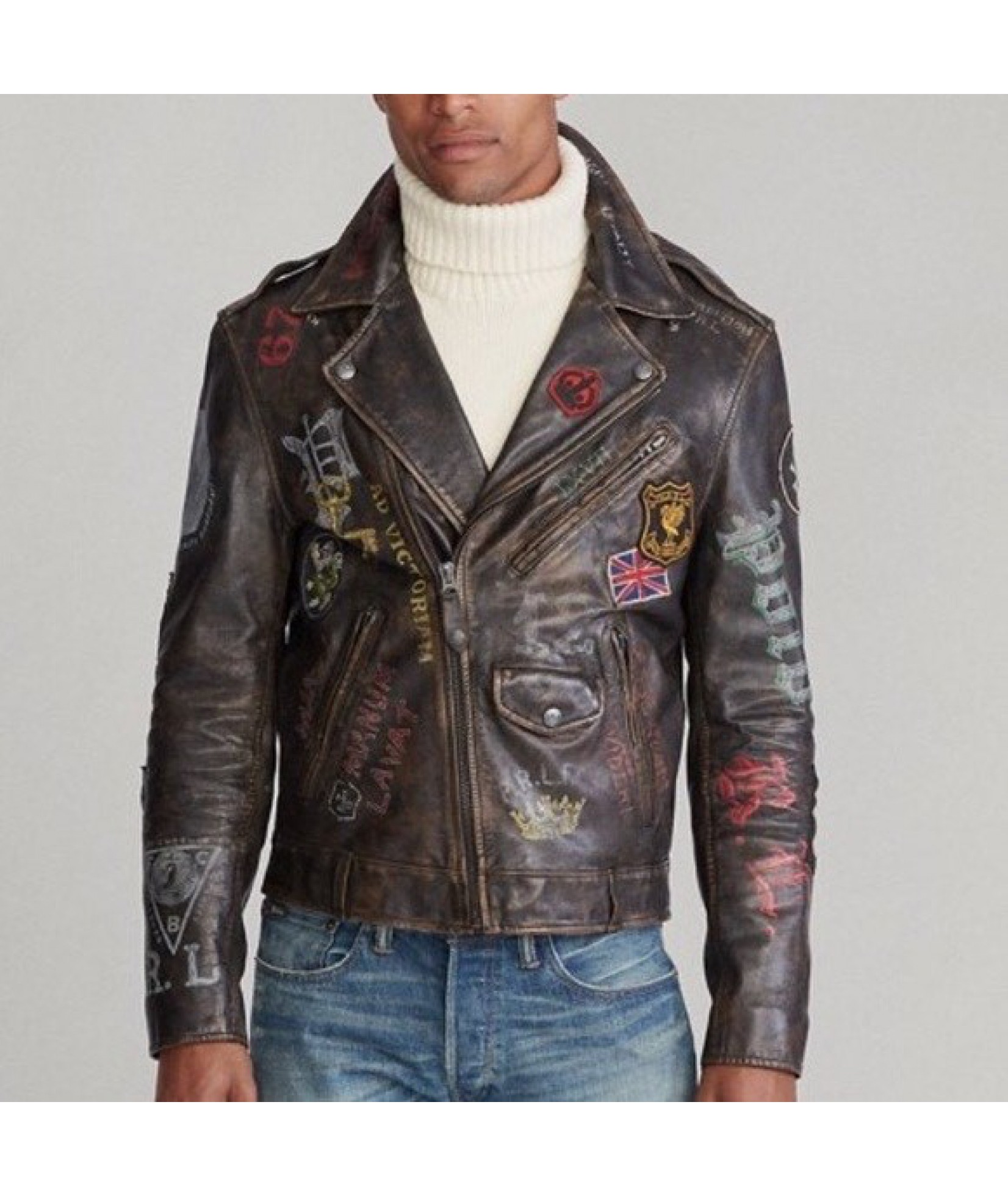 Polo Ralph Lauren Retro leather biker jacket