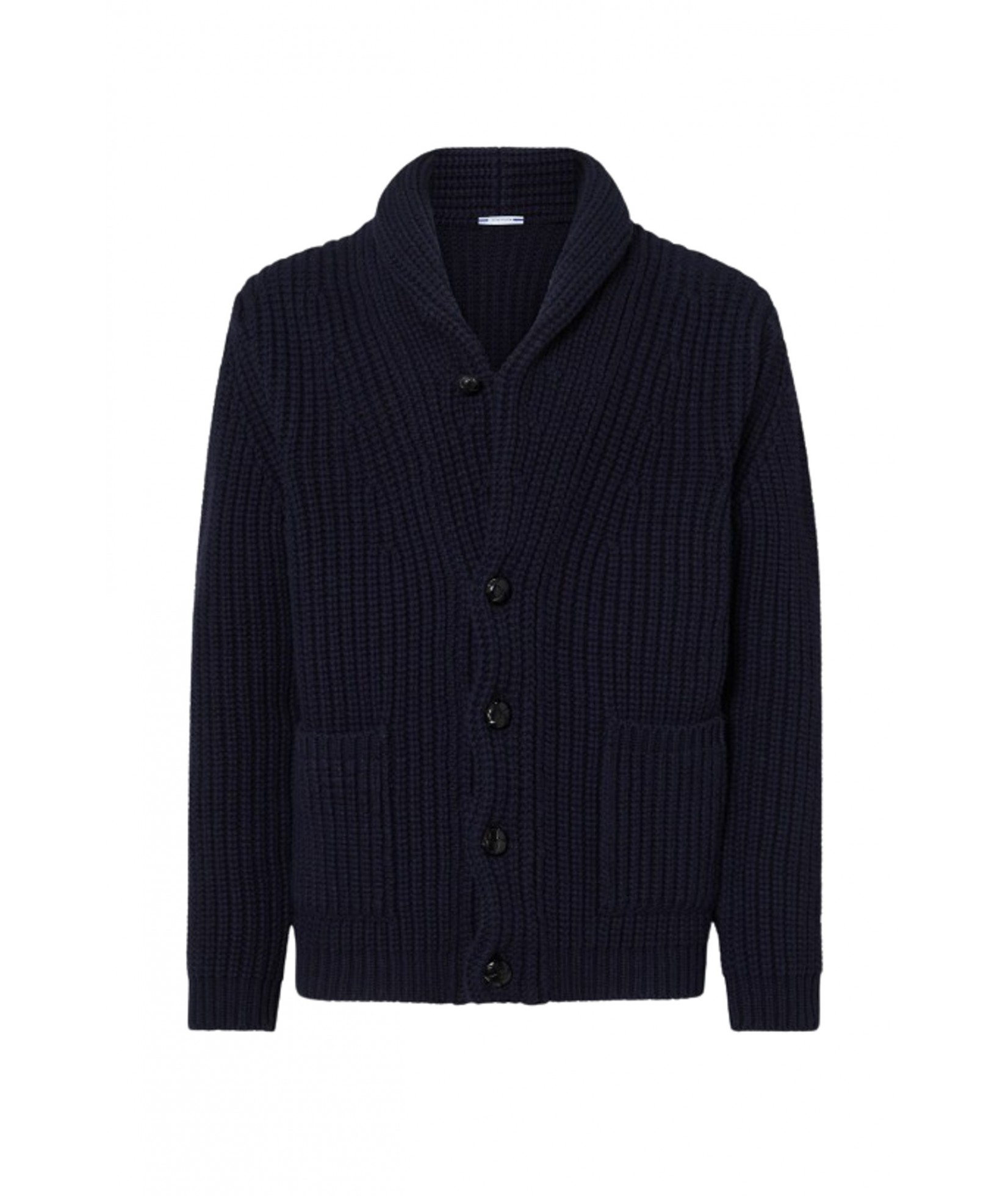 CARDIGAN COL CHÂLE EN LAINE BLEU (37961)