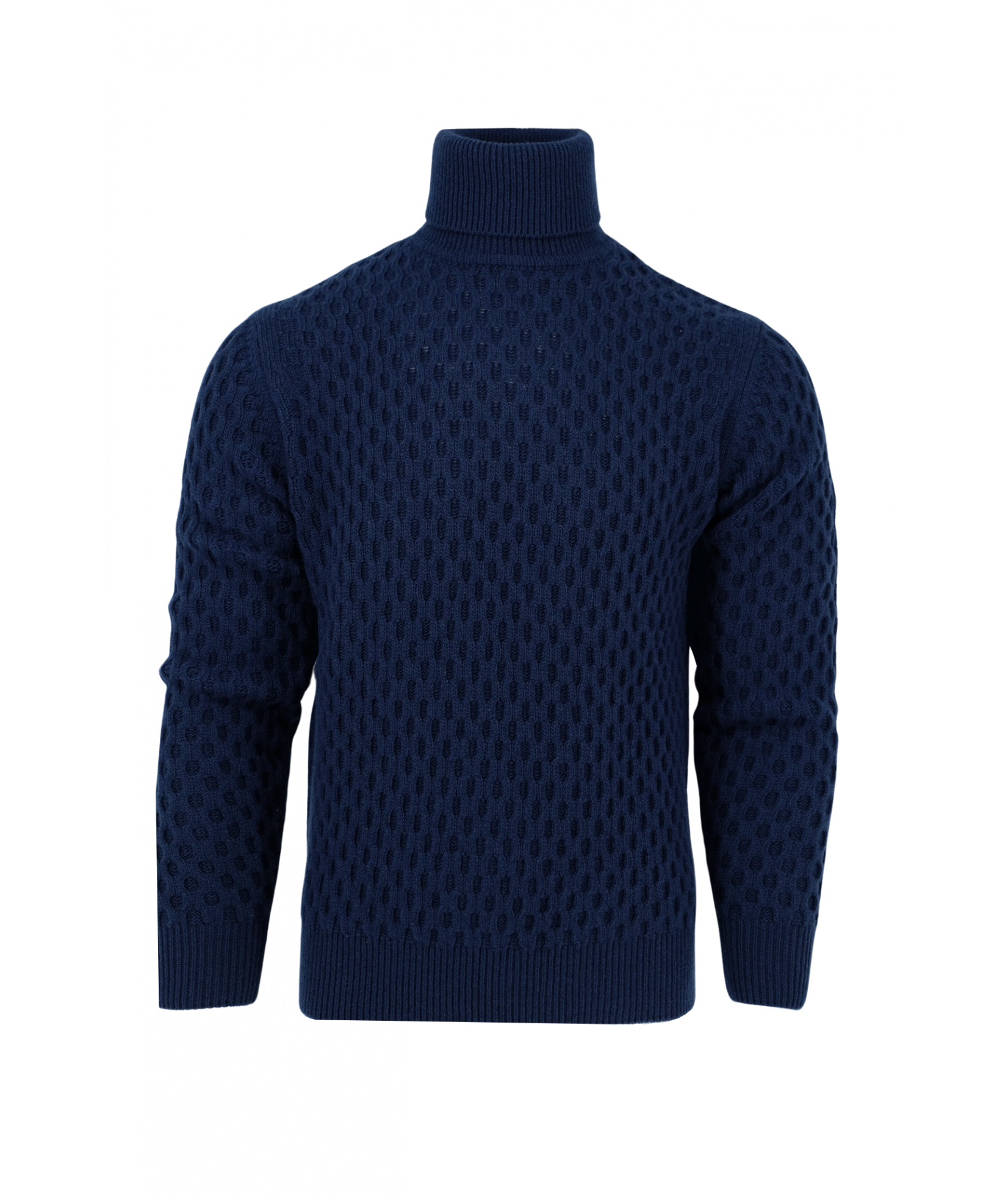 PULL COL MONTANT EN LAINE BLEU (37957)