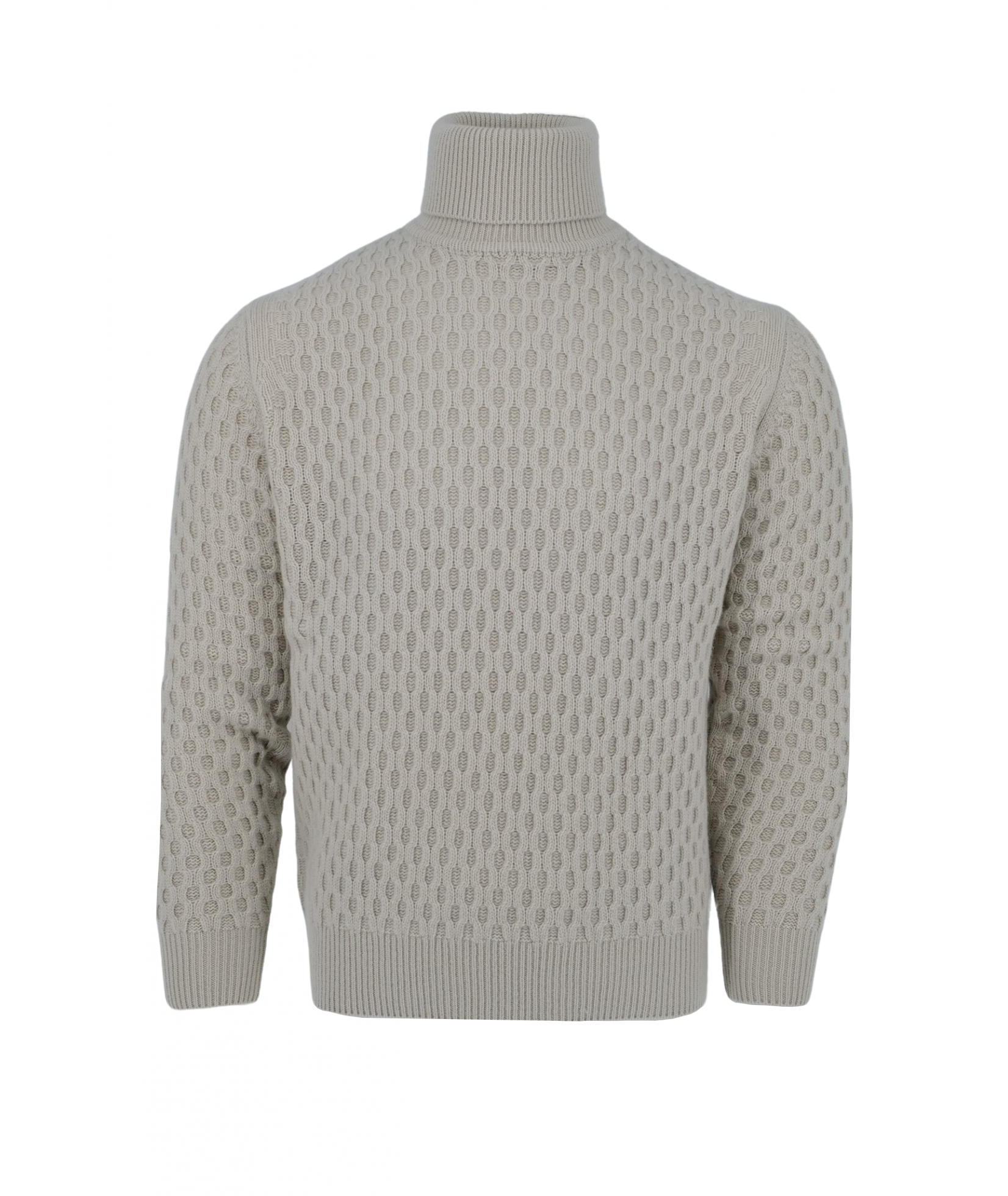 Beigefarbener Rollkragenpullover aus Wolle (37954)