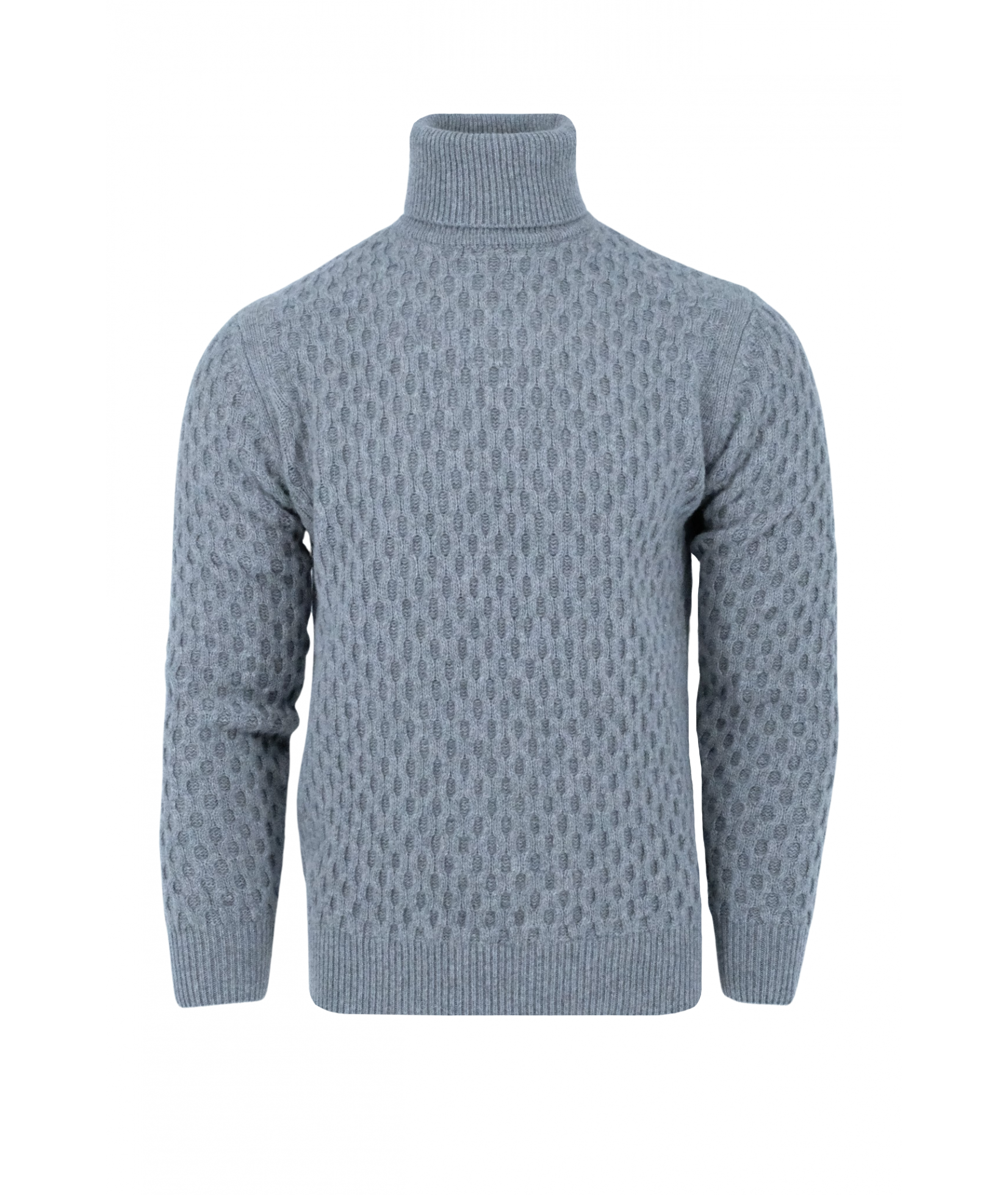 Pull col montant en laine gris (37955)