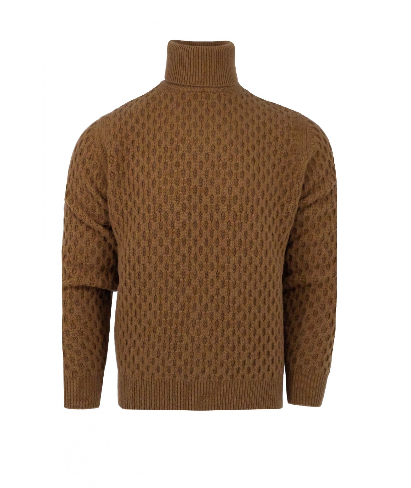 BRAUNER WOLL-STEHKRAGENPULLOVER (37956)