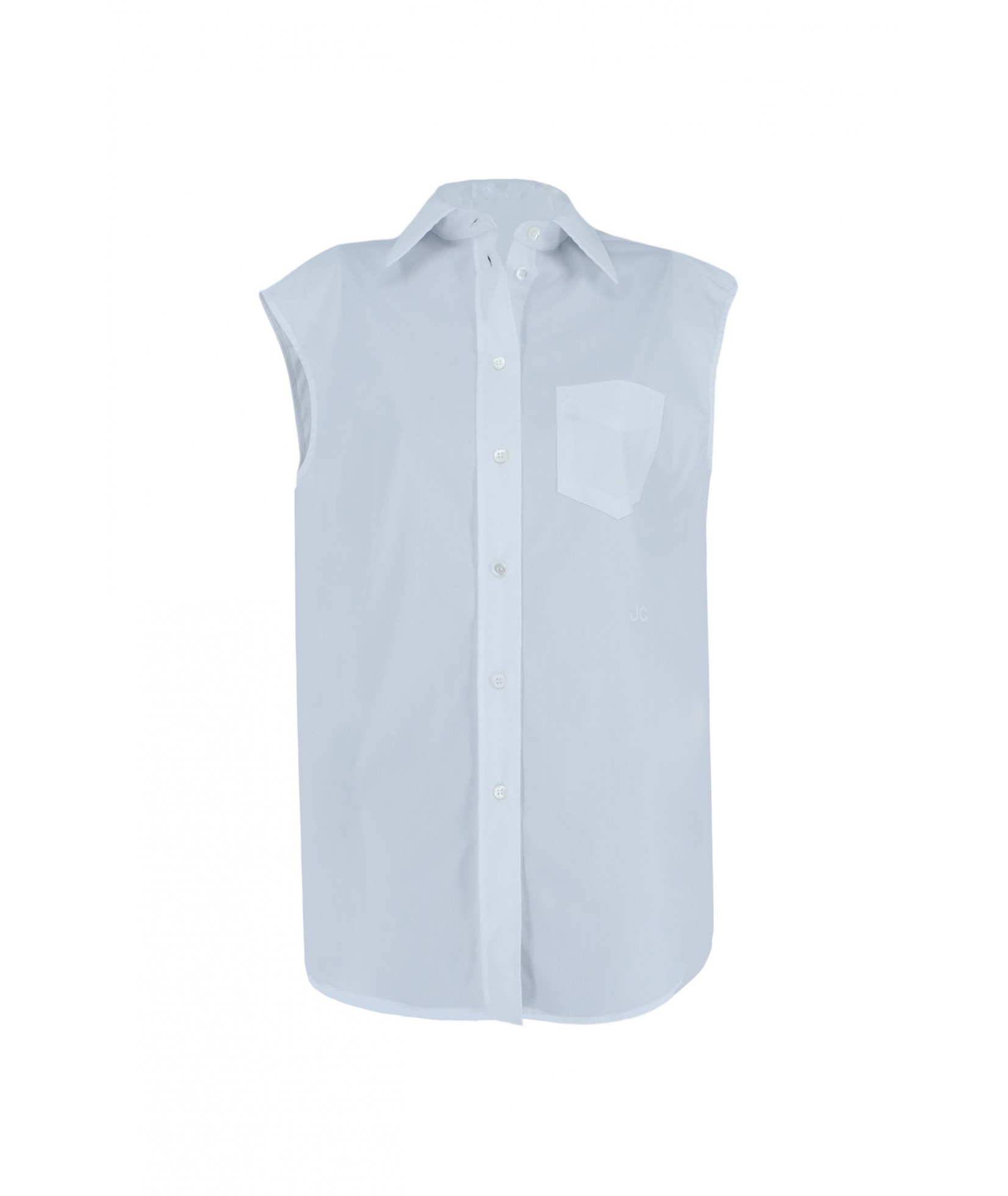 JACOB COHEN WHITE SLEEVELESS POPLIN SHIRT (38482)