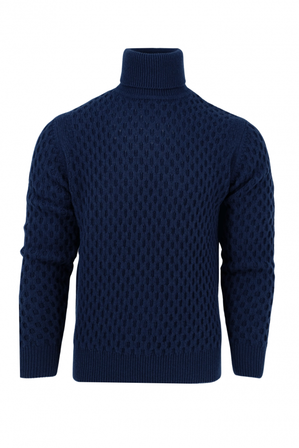 PULL COL MONTANT EN LAINE BLEU (37957)