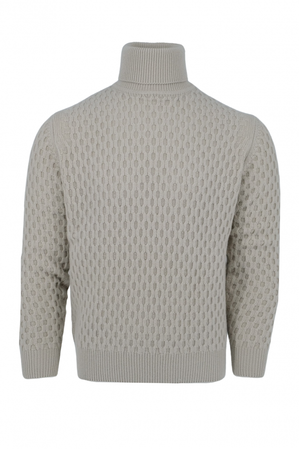 Pull col montant en laine beige (37954)