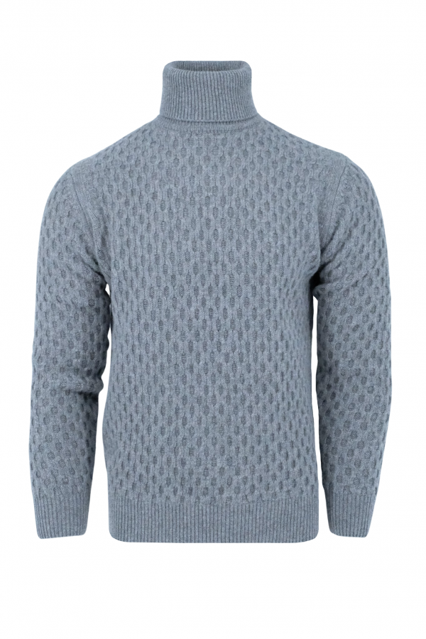 Серый шерстяной свитер с высоким воротником (37955)