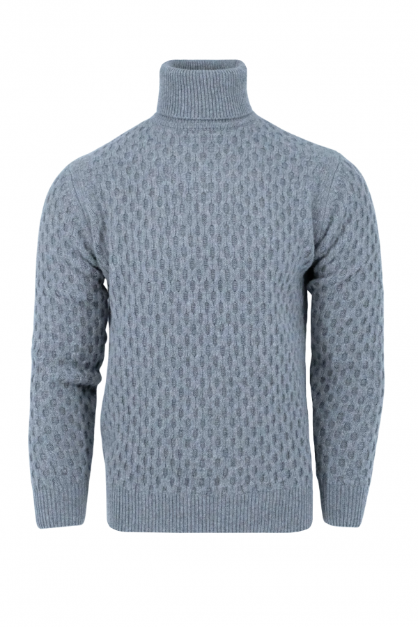 Graufarbener Rollkragenpullover aus Wolle (37955)