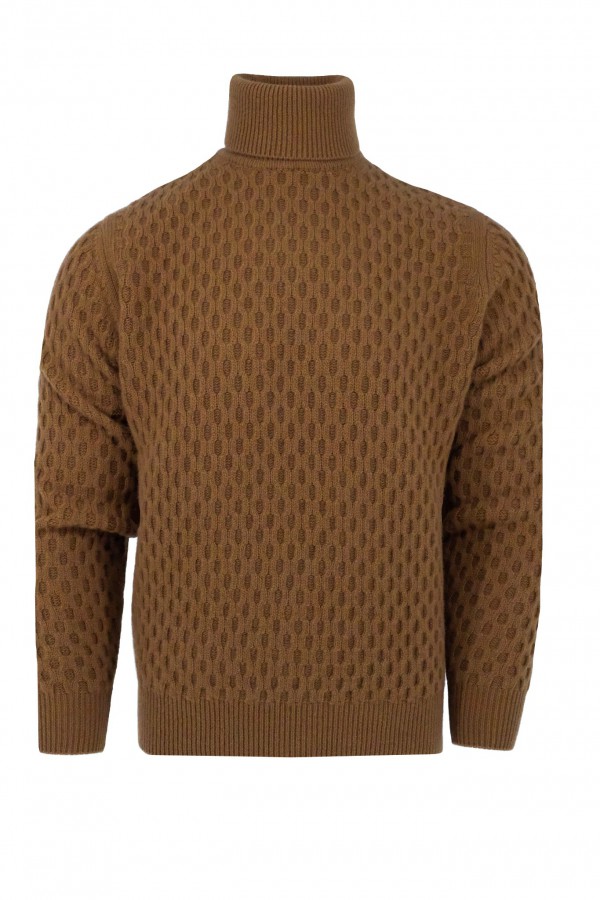 BRAUNER WOLL-STEHKRAGENPULLOVER (37956)