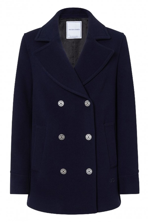 Jacob cohën blue wool and cashmere peacoat (38029)