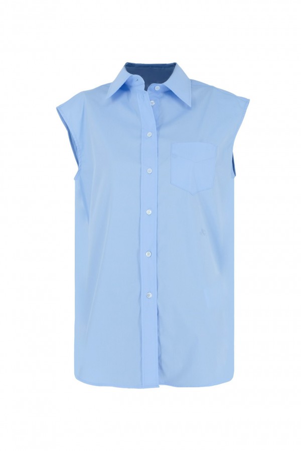 jacob cohen LIGHT BLUE SLEEVELESS POPLIN SHIRT (38483)