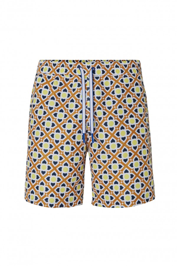 JACOB COHEN SWIM SHORTS WITH TOBACCO MAJOLICA PRINT (38606)