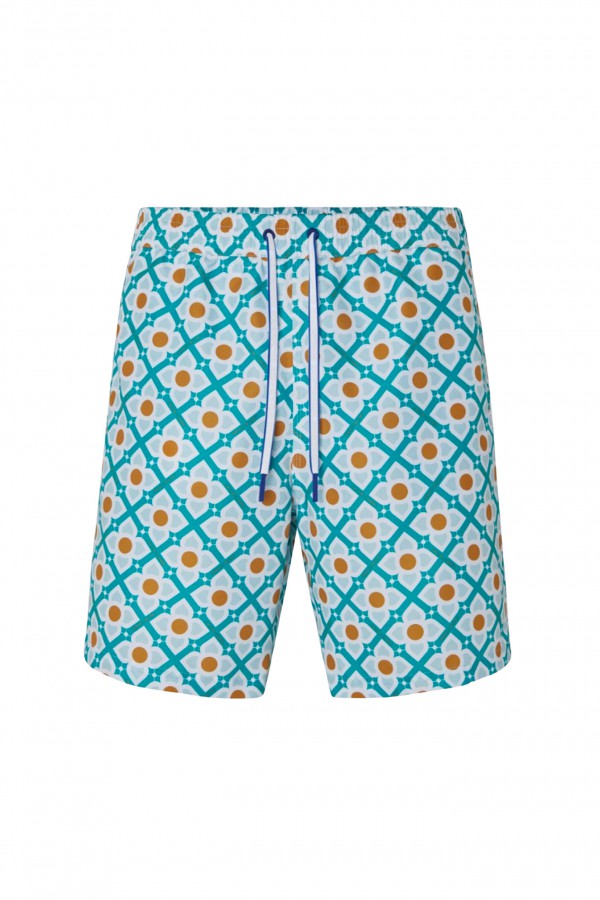 JACOB COHEN SWIM SHORTS WITH TURQUOISE MAJOLICA PRINT (38607)