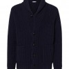 CARDIGAN COL CHÂLE EN LAINE BLEU (37961)