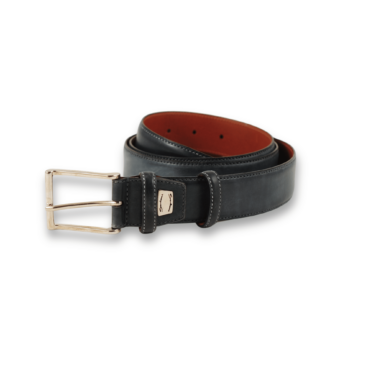 SANTONI - 深藍色/灰色皮革腰帶 3.5公分 (39945)