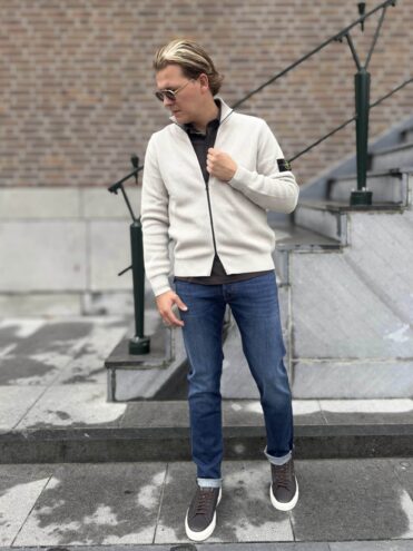 STONE ISLAND - Knitwear cardigan sand (43381)